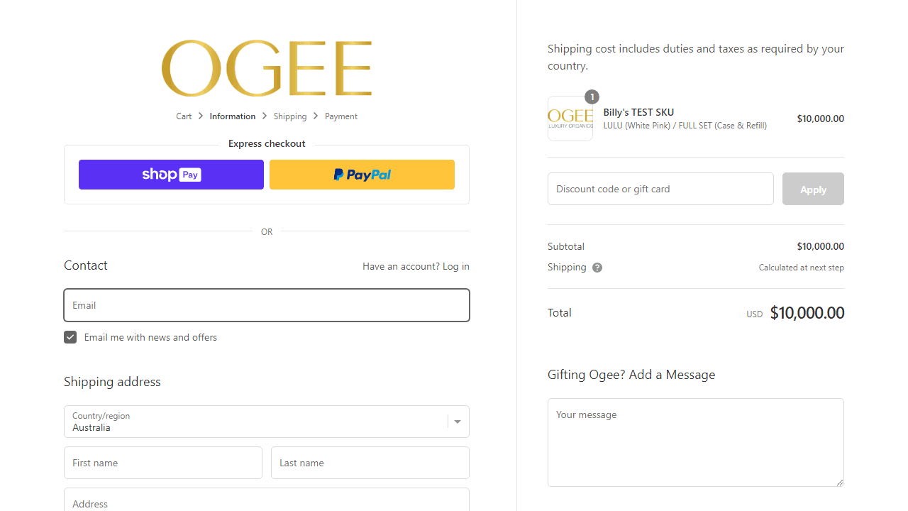 How to apply Ogee coupon code